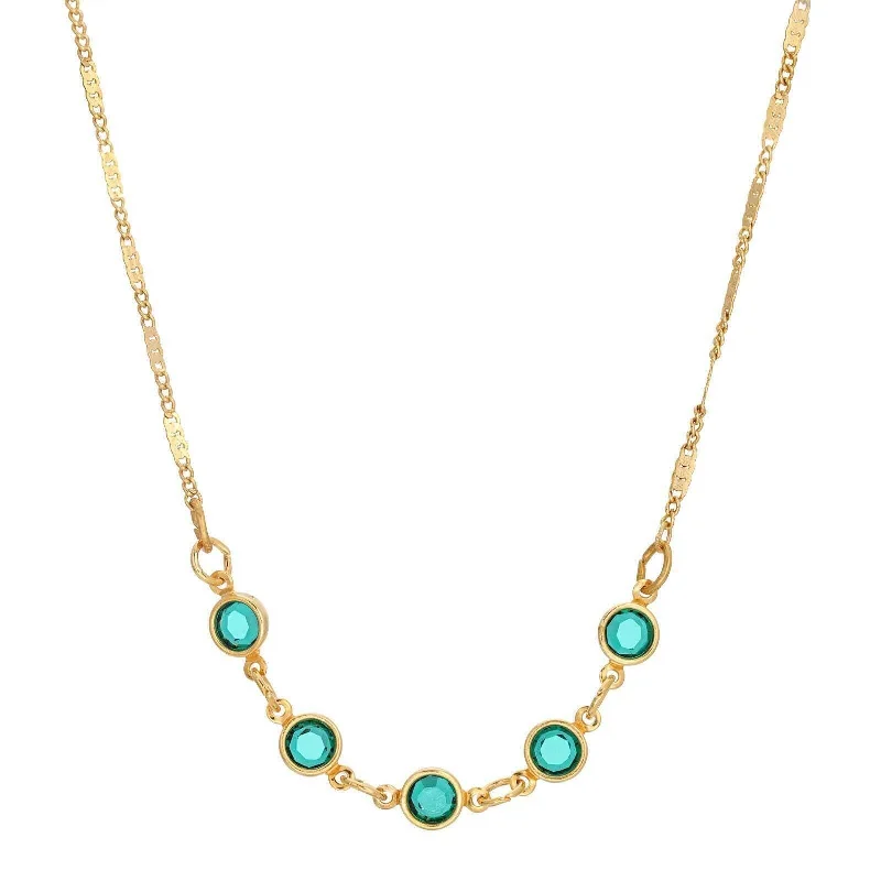 Women’s personalized necklaces-1928 Jewelry Emerald Green European Crystal Channel Necklace 16"