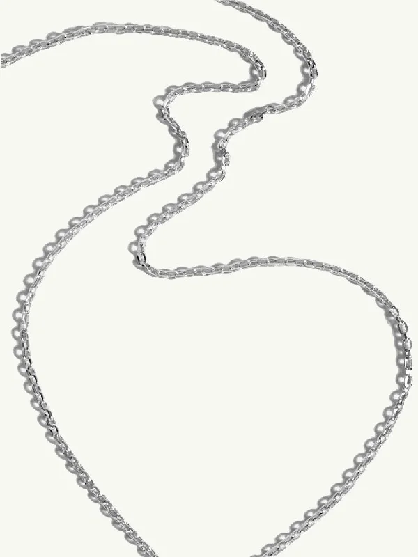 Women’s herringbone necklaces-Diamond Cut Cable Chain Necklace In 18K White Gold, 2.2mm