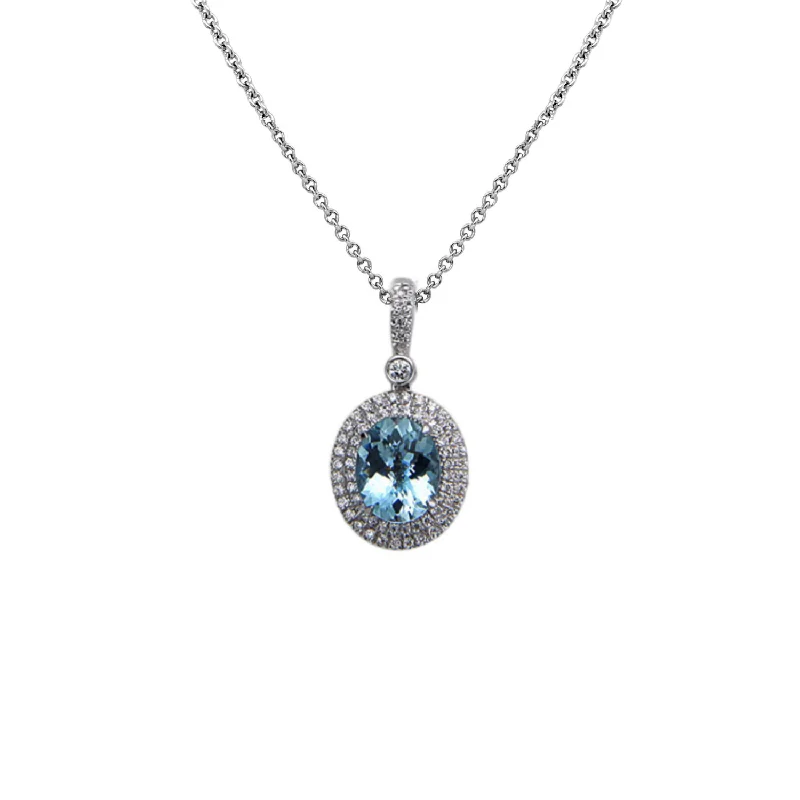 Women’s coin necklaces-Pastel Diamond Double Halo Oval Reversible Necklace