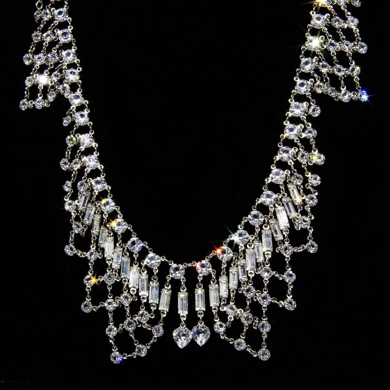 Women’s twisted chain necklaces-1928 Jewelry Vintage Austrian Crystal Bib Necklace 12 - 15" Adjustable