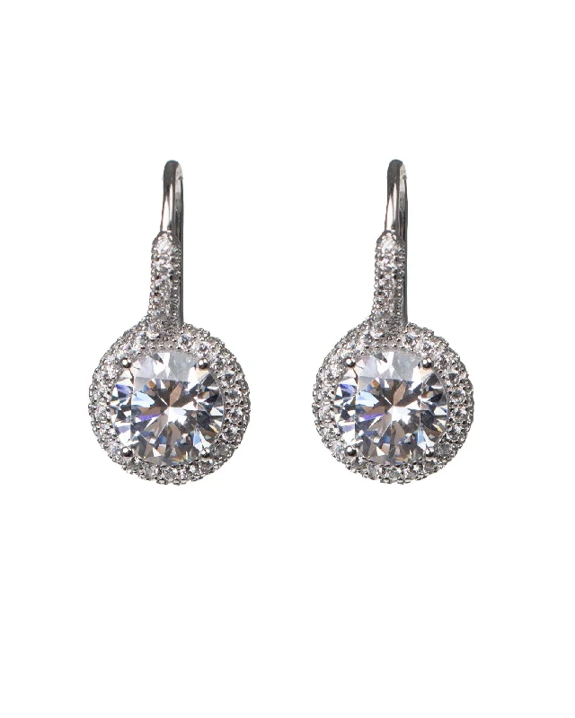 Women’s bridal earrings-8mm Round CZ Drop Earrings