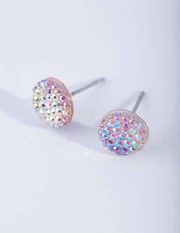 Women’s earrings with pearls-Round Pink Jelly Stud Earrings