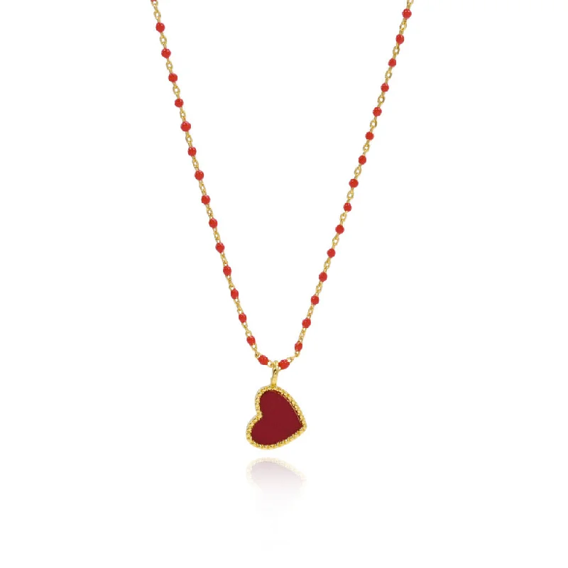 Women’s custom-made necklaces-Paisley Heart Necklace Red