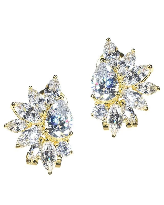 Women’s gold-plated earrings-Pear and Marquise Cluster Earrings