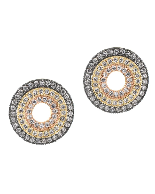 Women’s special occasion earrings-3 Tone Stud Earrings