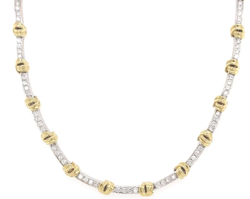 Women’s rose gold necklaces-Gregg Ruth Two-Tone Diamond Knot Necklace