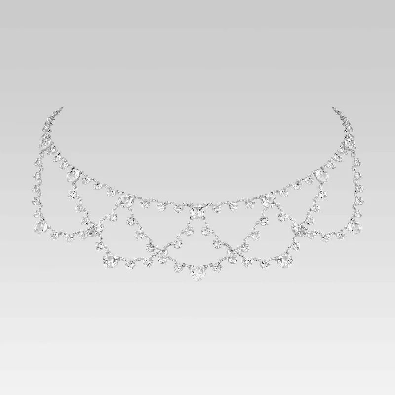 Women’s choker necklaces-1928 Jewelry Vintage Austrian Crystal Round Draped Bib Drop Necklace 16"