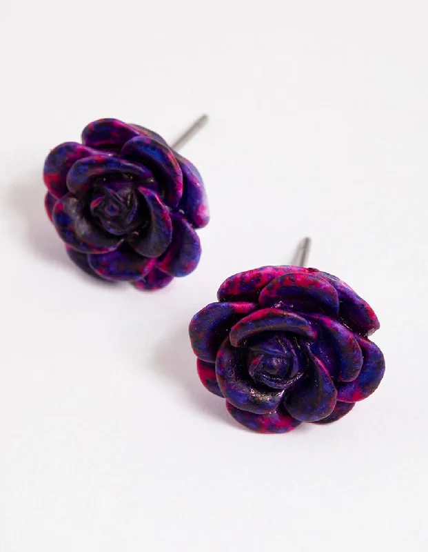 Women’s special occasion earrings-Watercolour Rose Stud Earrings