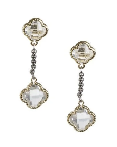 Women’s platinum earrings-Single Clover Drop Earrings