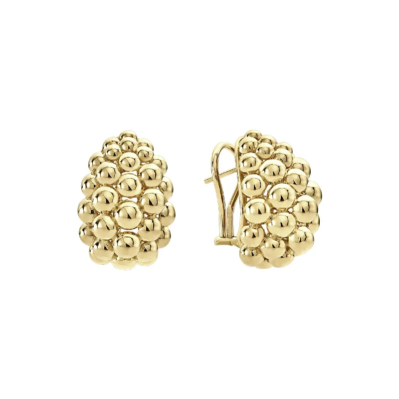 Women’s subtle earrings-Caviar Gold Large 18K Gold Omega Clip Earrings