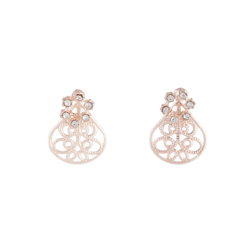 Women’s butterfly earrings-Rose Gold Filigree Sandwich Stud Earrings