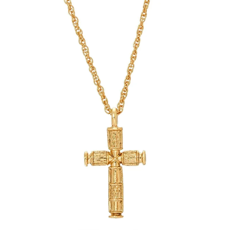 Women’s vintage necklaces-Symbols Of Faith Gold Cross Pendant Necklace 16" + 3" Extender