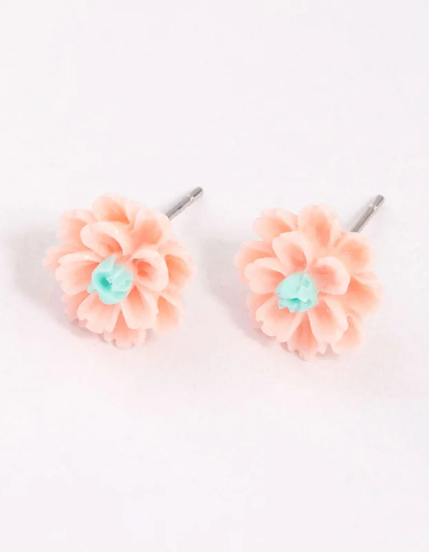 Women’s handmade stud earrings-Pink Dahlia Stud Earrings