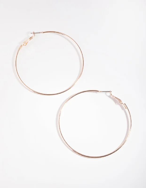 Women’s diamond drop earrings-Rose Gold XL Superfine Hoop Earrings