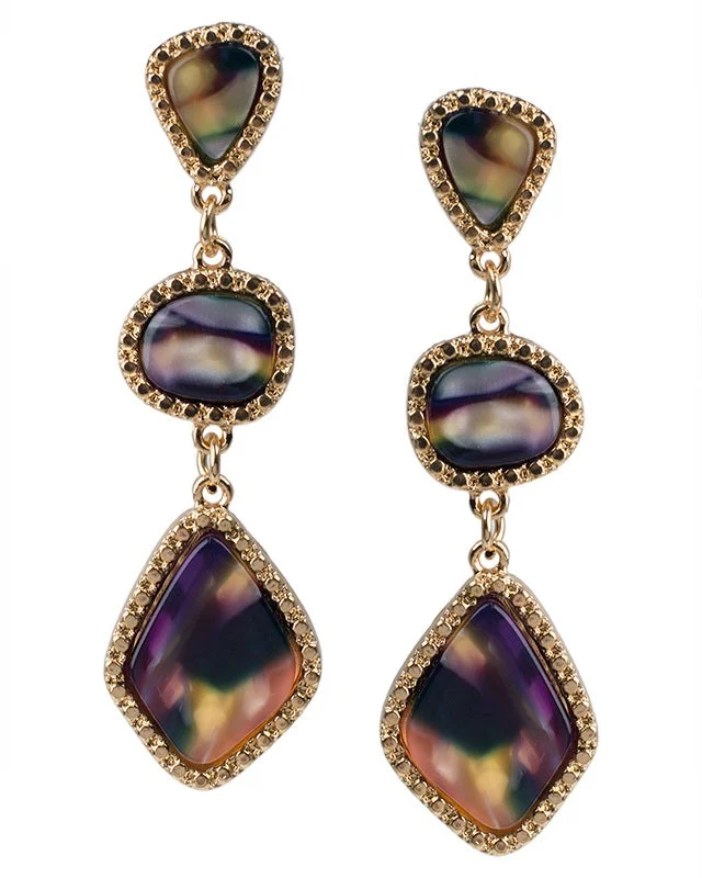 Women’s oversized earrings-Tortoise Multi Shape Resin Drop Earrings