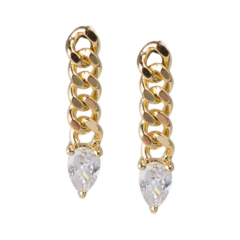 Women’s opal earrings-Short Dainty Curb Chain Earrings