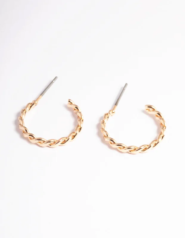 Women’s clip-on earrings-Gold Figure Eight Huggie Earrings