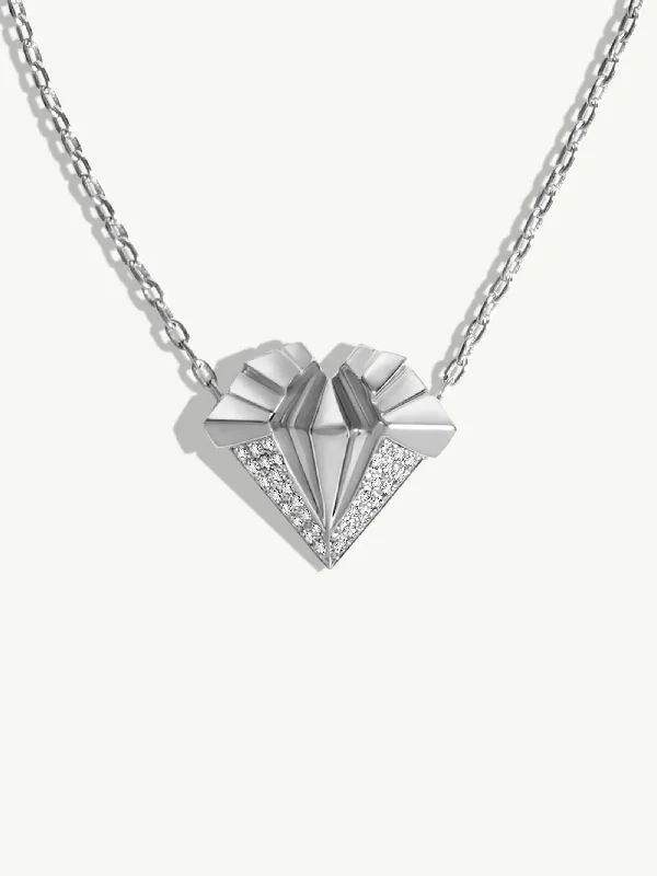 Women’s double chain necklaces-Alexandria Pendant Necklace With Brilliant Pavé-Set Diamond In 18K White Gold, 25mm