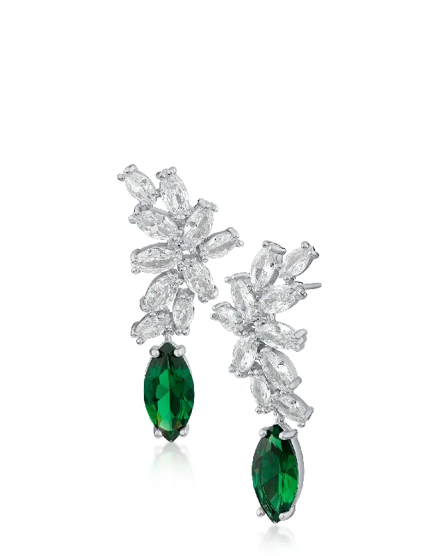 Women’s gemstone earrings-Marquise CZ Cluster Drop Earrings