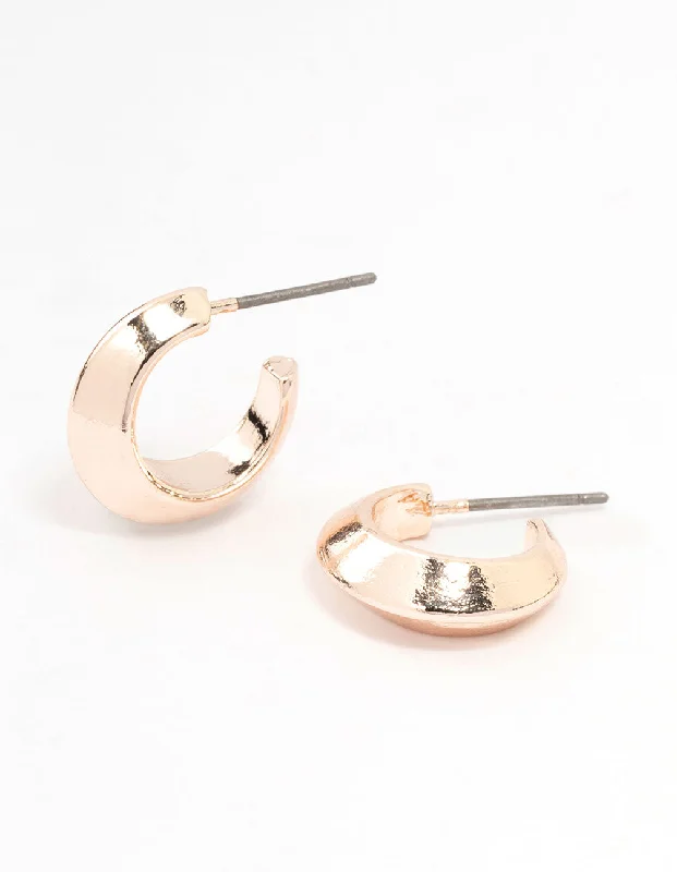 Women’s casual earrings-Rose Gold Pointed Huggie Earrings