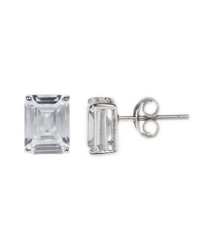 Women’s emerald earrings-Emerald Cut Stud Earrings