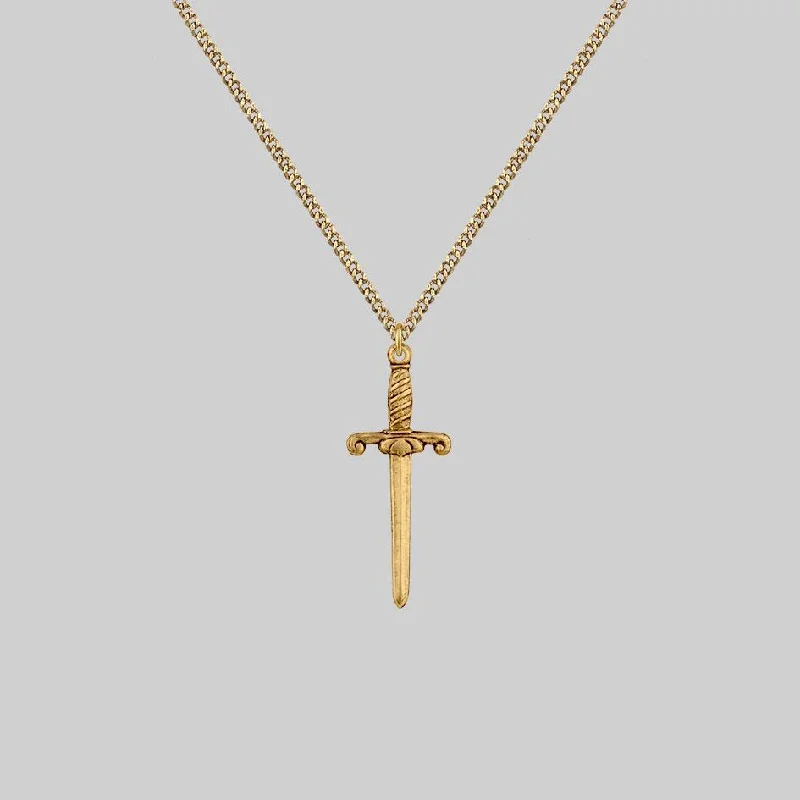 Women’s diamond pendant necklaces-TRUST. Dagger Necklace - Gold