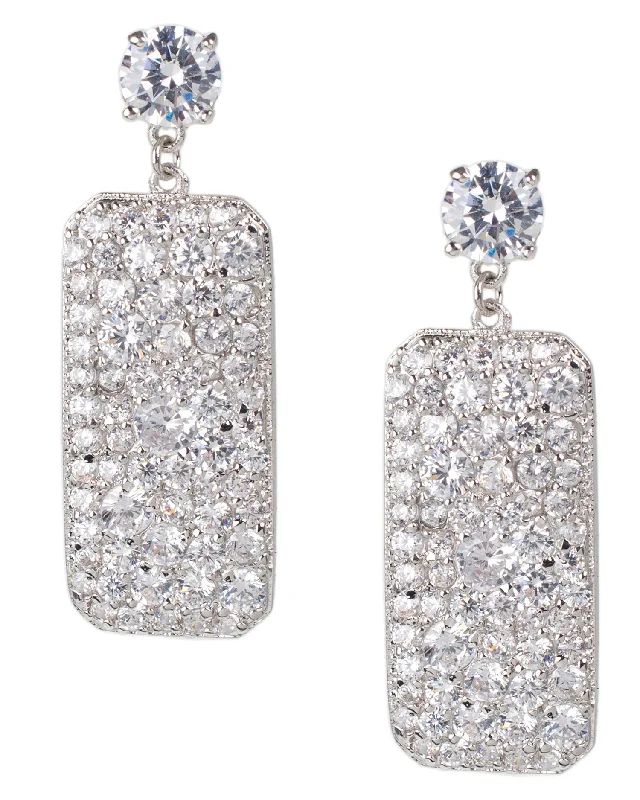 Women’s diamond earrings-Rectangular Drop Earrings