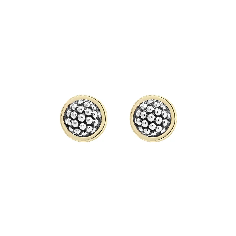 Women’s personalized earrings-Signature Caviar Two-Tone Caviar Stud Earrings