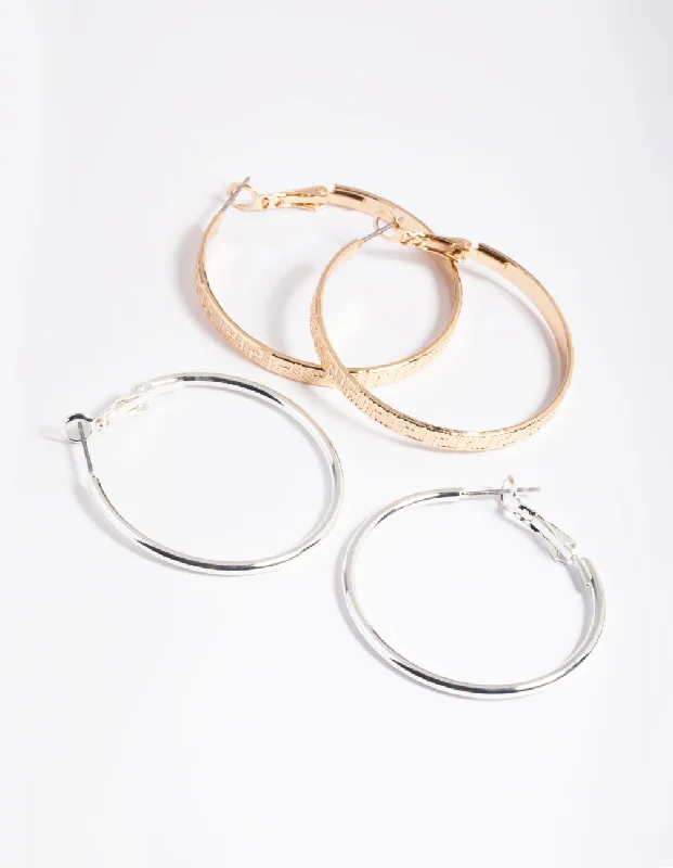 Women’s simple stud earrings-Simple Hoop Earrings Pack