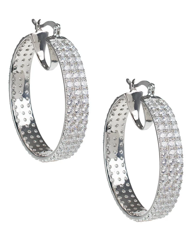 Women’s moon earrings-Triple Round CZ Hoop Earrings