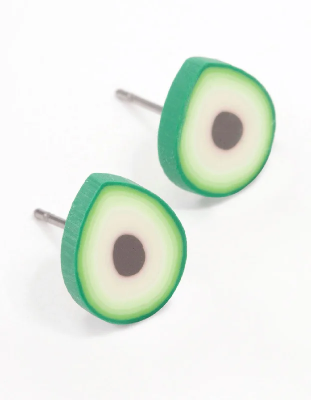 Women’s glamorous earrings-Green Avocado Stud Earrings