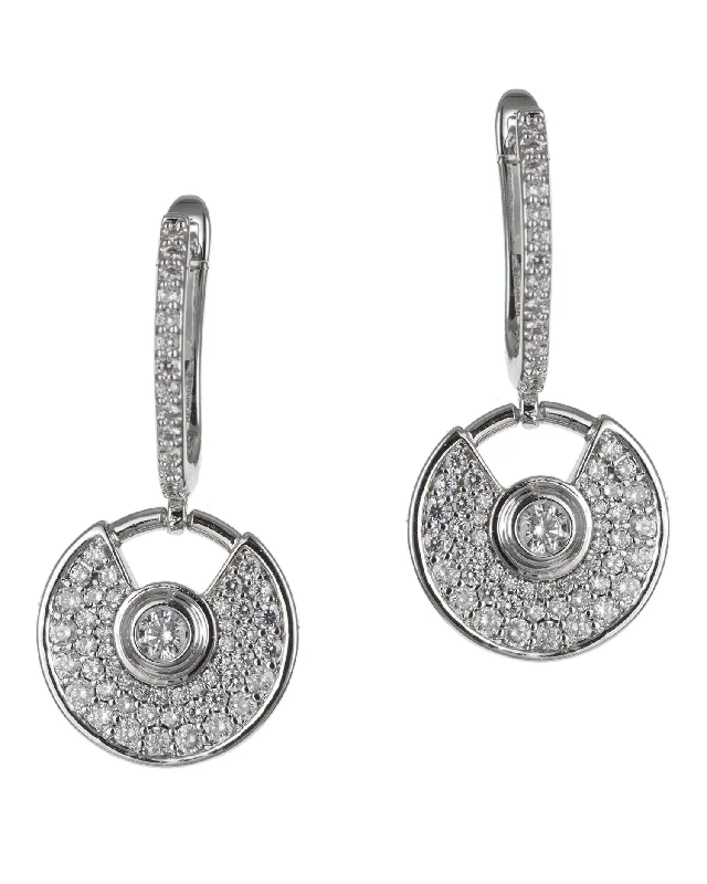 Women’s drop earrings-Pave CZ Disc Earrings