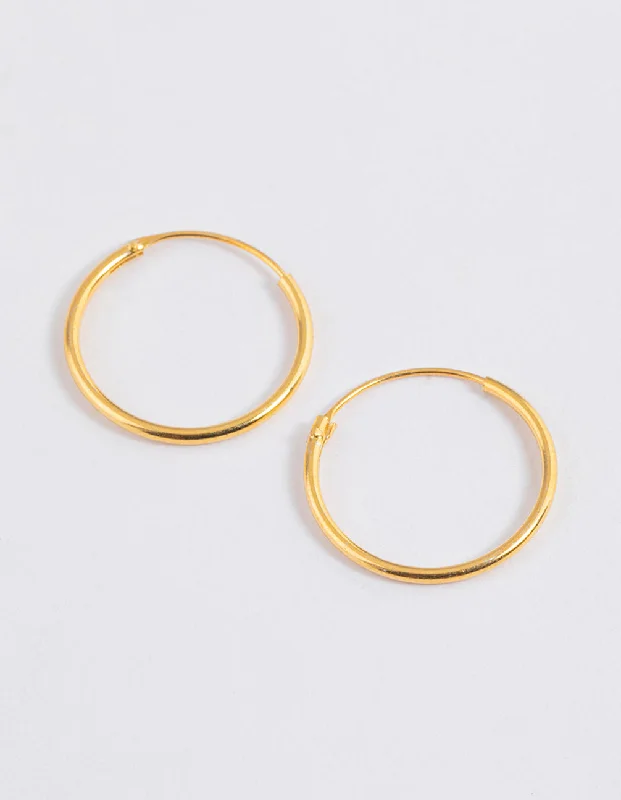 Women’s emerald drop earrings-Gold Plated Sterling Silver Hoop Earrings 16mm