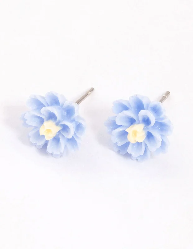 Women’s stud earrings-Blue Dahlia Stud Earrings