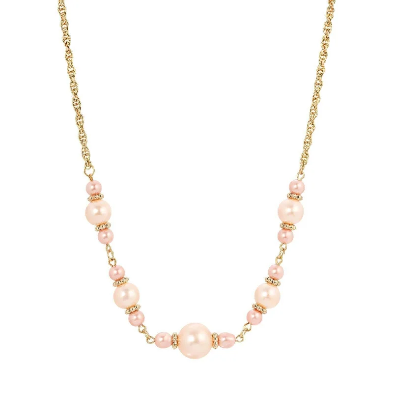 Women’s engraved necklaces-1928 Jewelry Rosabella Raspberry & Champagne Faux Pearl Necklace 16" + 3" Extender