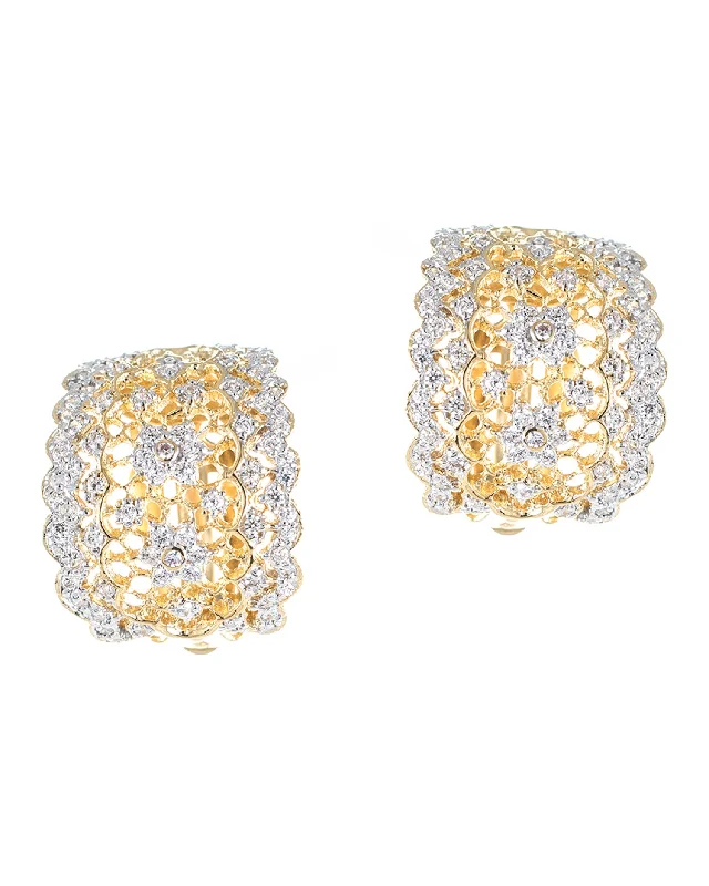 Women’s art deco earrings-Filigree Hoop Earrings