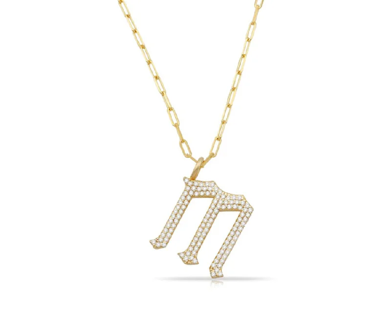 Women’s custom necklaces-Diamond 14K Initial Link Necklace