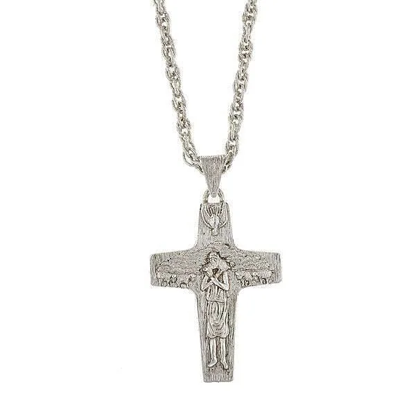 Women’s statement necklaces-Symbols Of Faith Pope Francis Pendant Necklace 26"