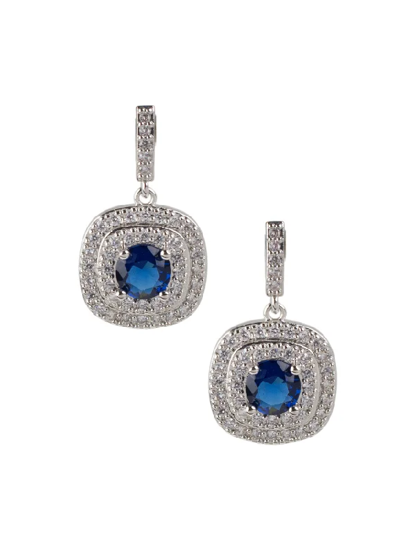 Women’s special occasion earrings-Double Halo Drop Earrings