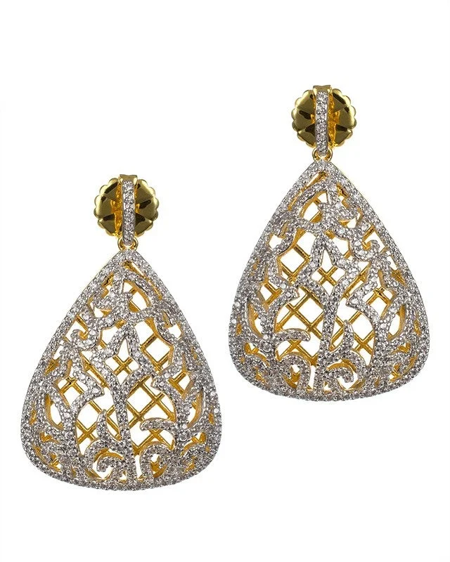 Women’s gold hoop earrings-Cutout Floral Drop Earrings