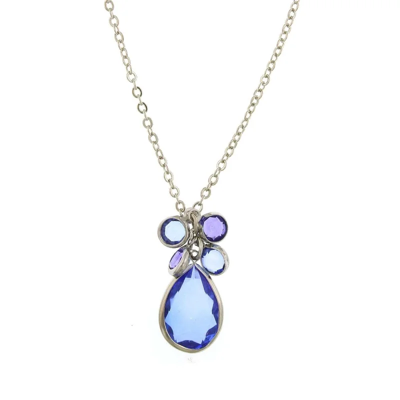 Women’s layered pendant necklaces-2028 Jewelry Cluster Teardrop Pendant Necklace 16" + 3" Extender