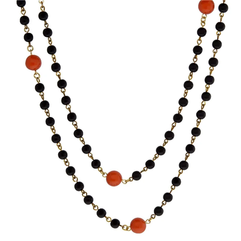 Women’s elegant necklaces-1928 Jewelry Orange And Black Beaded Necklace 48"