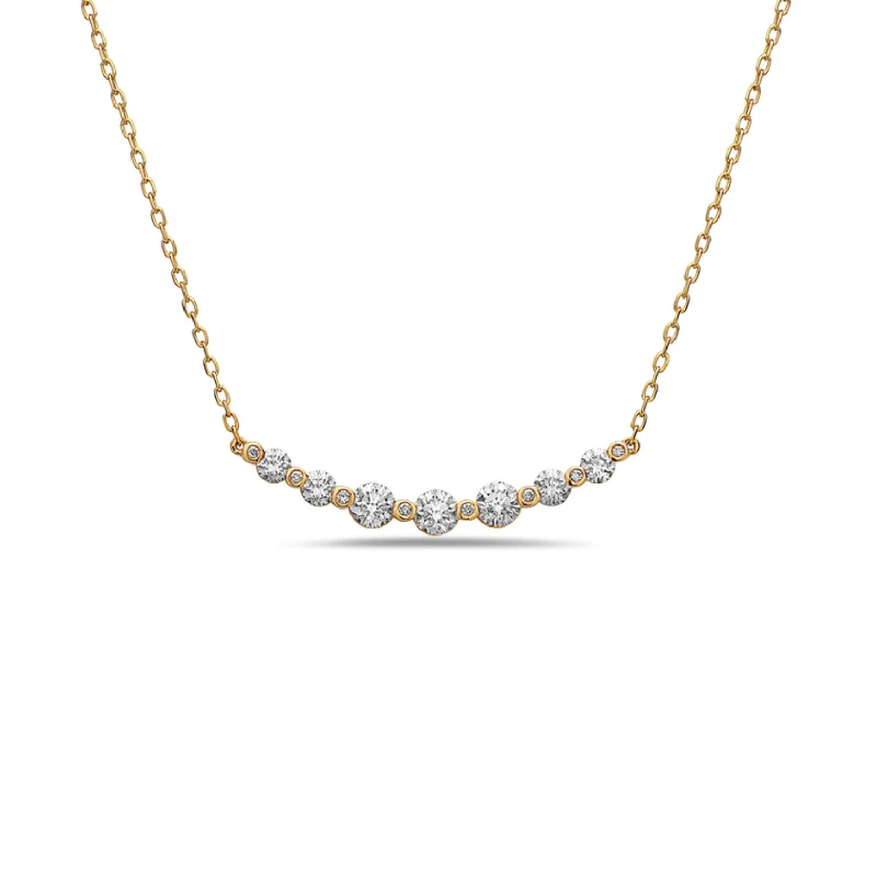 Women’s matching necklaces-Diamond Curved Bar Necklace