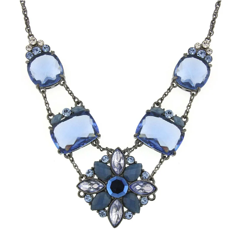 Women’s astrology necklaces-1928 Jewelry Blue Crystal Drop Necklace 16"