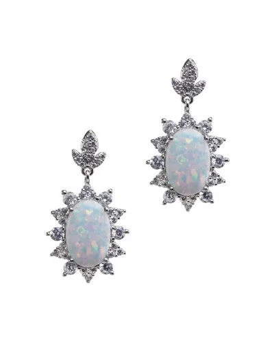 Women’s colorful gemstone earrings-Opal Leaf Earrings