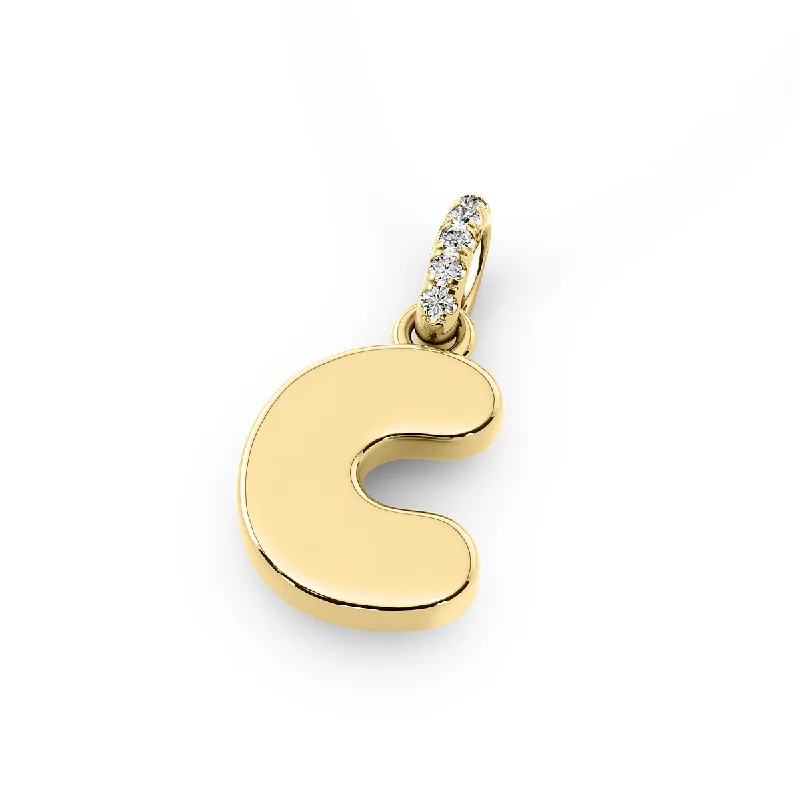 Women’s statement necklaces-Diamond 14K Bubble Initial Pendant