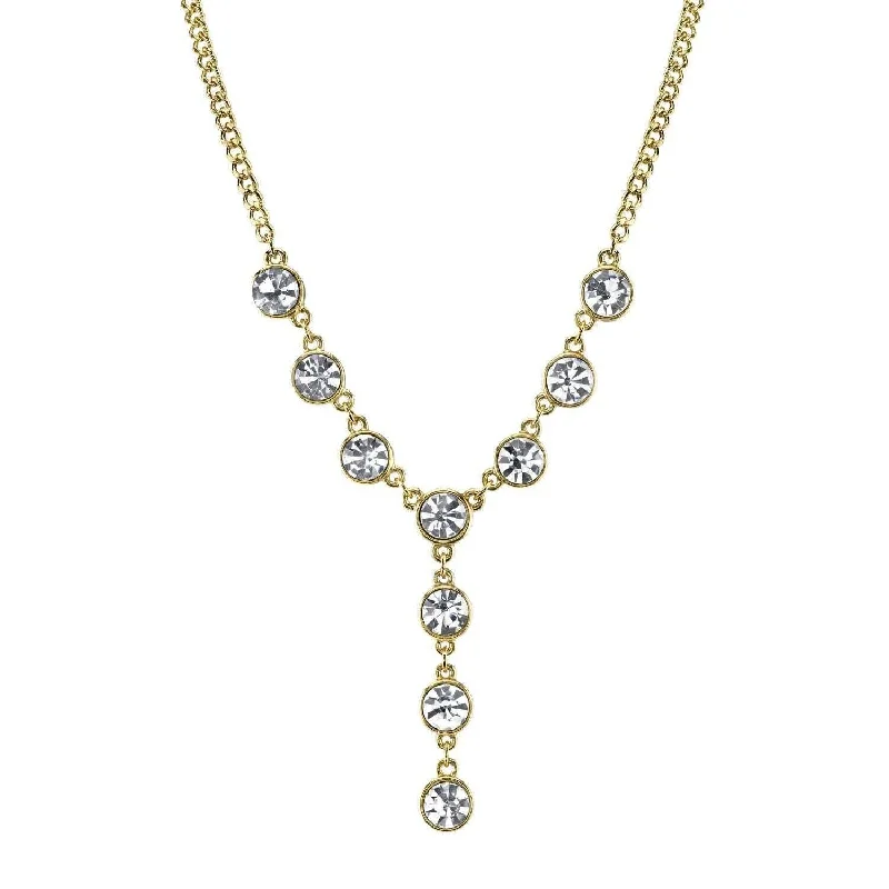 Women’s sapphire necklaces-2028 Jewelry Multi Crystal Diamond Cut Cable Chain Y-Necklace 16" + 3" Extender