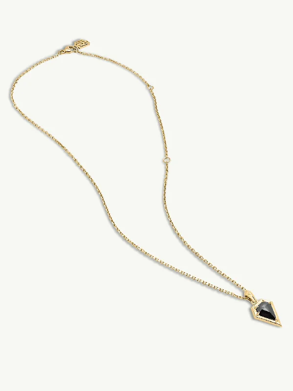 Women’s casual necklaces-Aphrodite Amulet Pendant Necklace With Black Diamond In 18K Yellow Gold