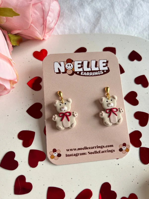 Women’s drop earrings-Teddy Bear Earrings