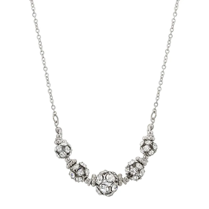 Women’s unique pendant necklaces-1928 Jewelry Five Graduated Fireball Clear Crystal Drop Necklace 16" + 3" Extender